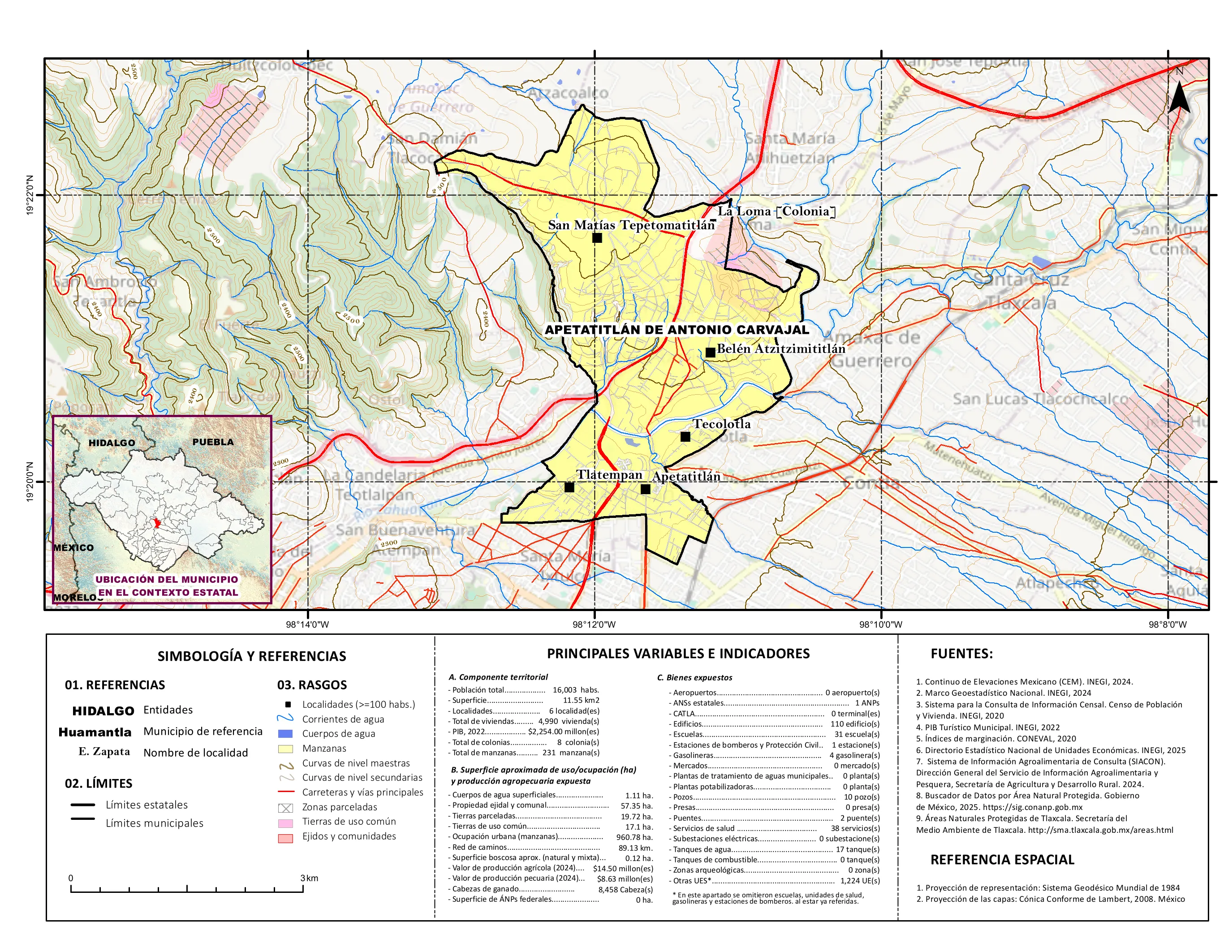 Mapa referencial de los principales bienes expuestos en el municipio