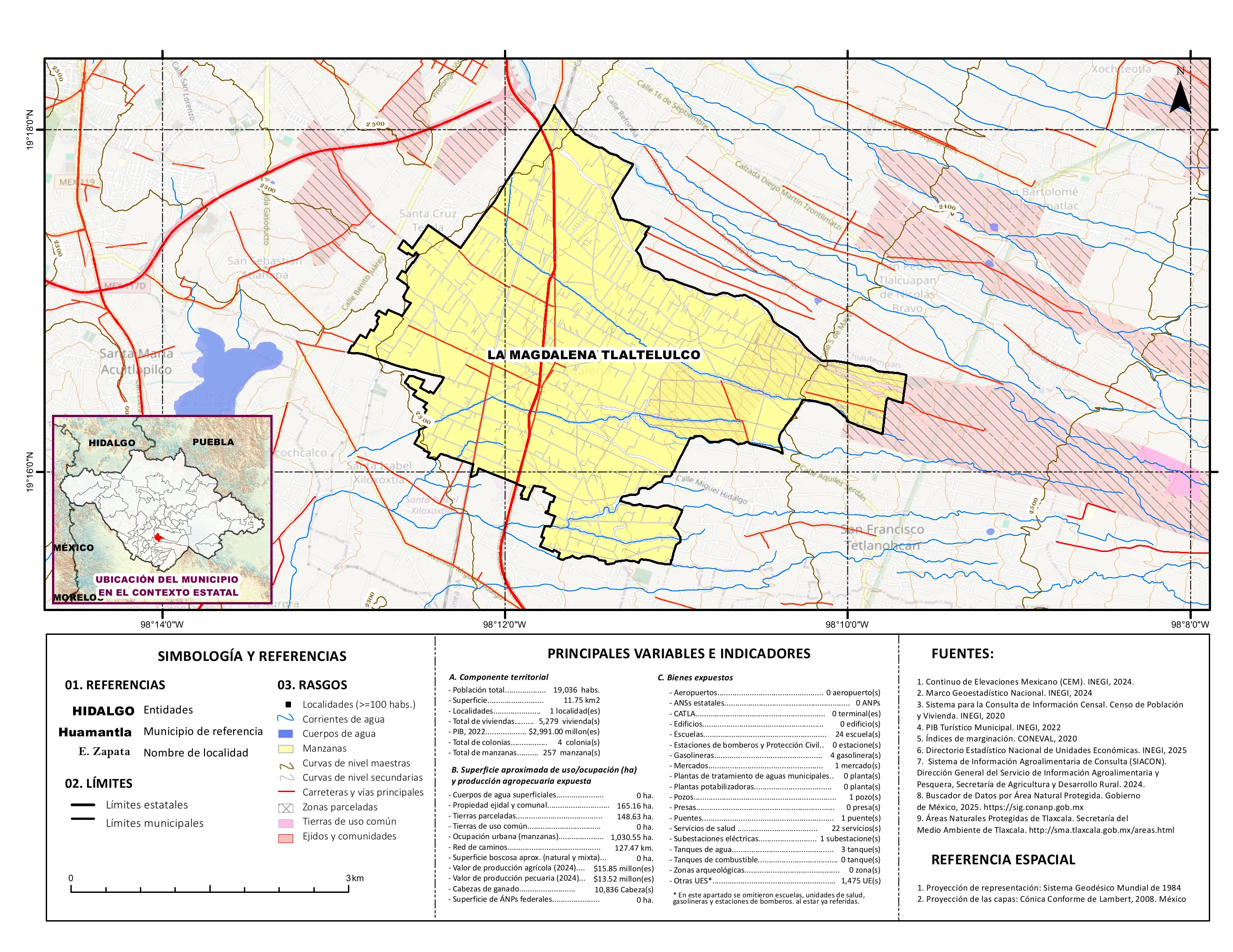 Mapa referencial de los principales bienes expuestos en el municipio