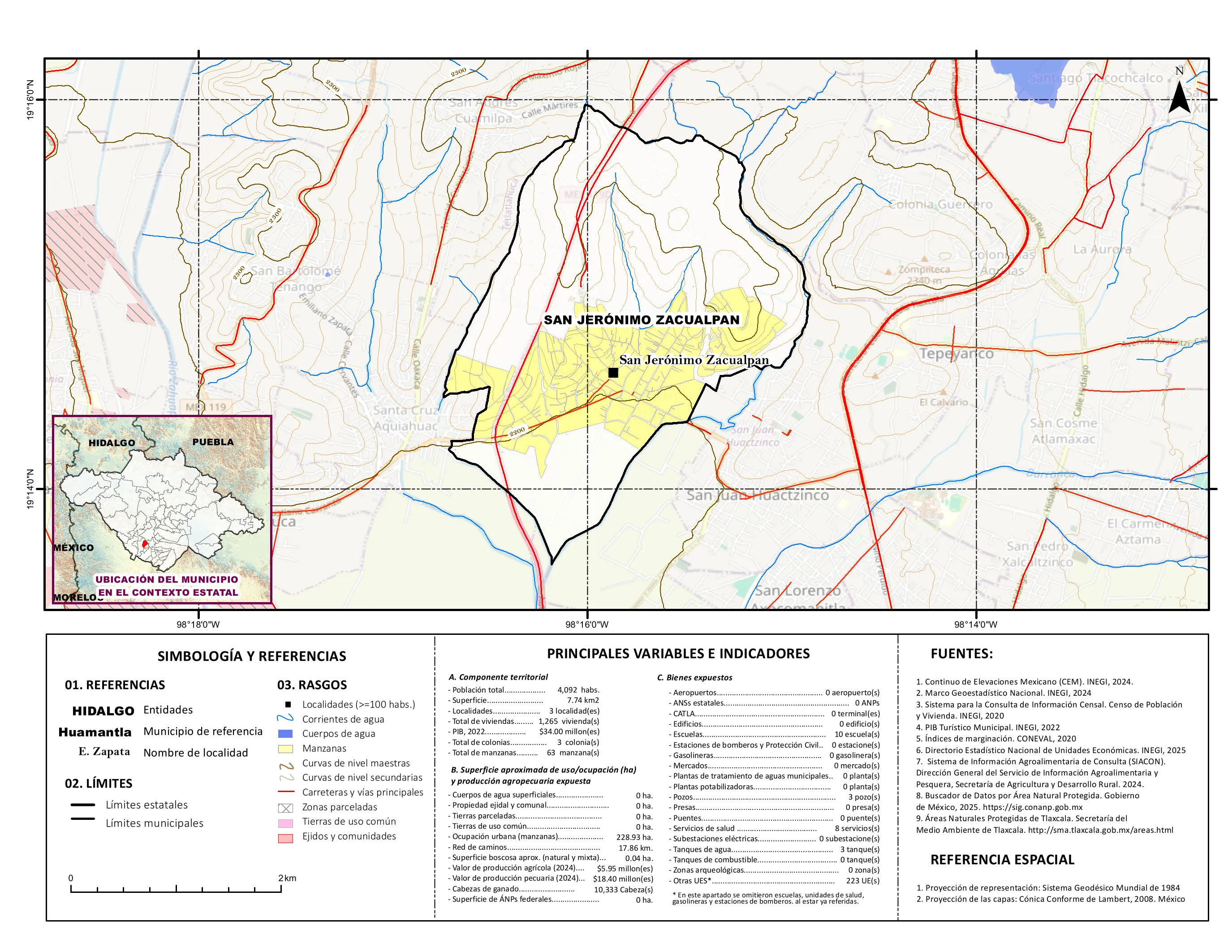 Mapa referencial de los principales bienes expuestos en el municipio