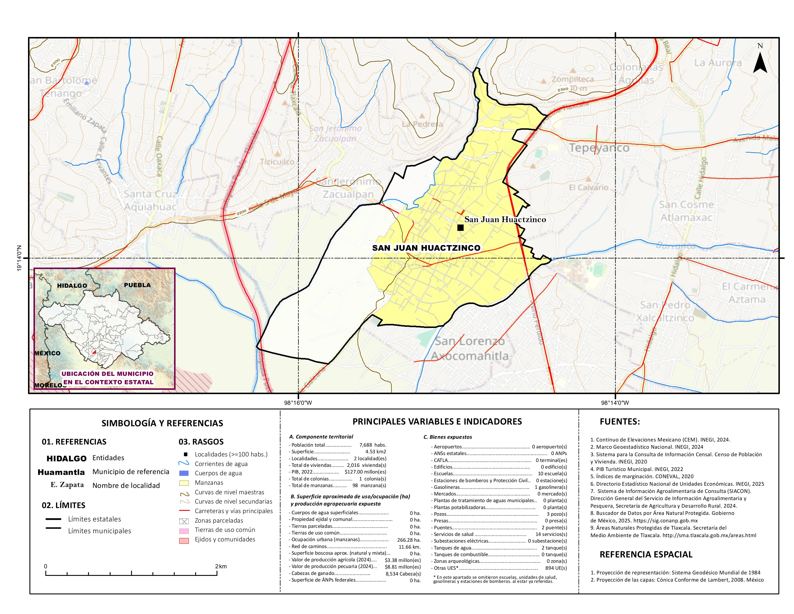 Mapa referencial de los principales bienes expuestos en el municipio