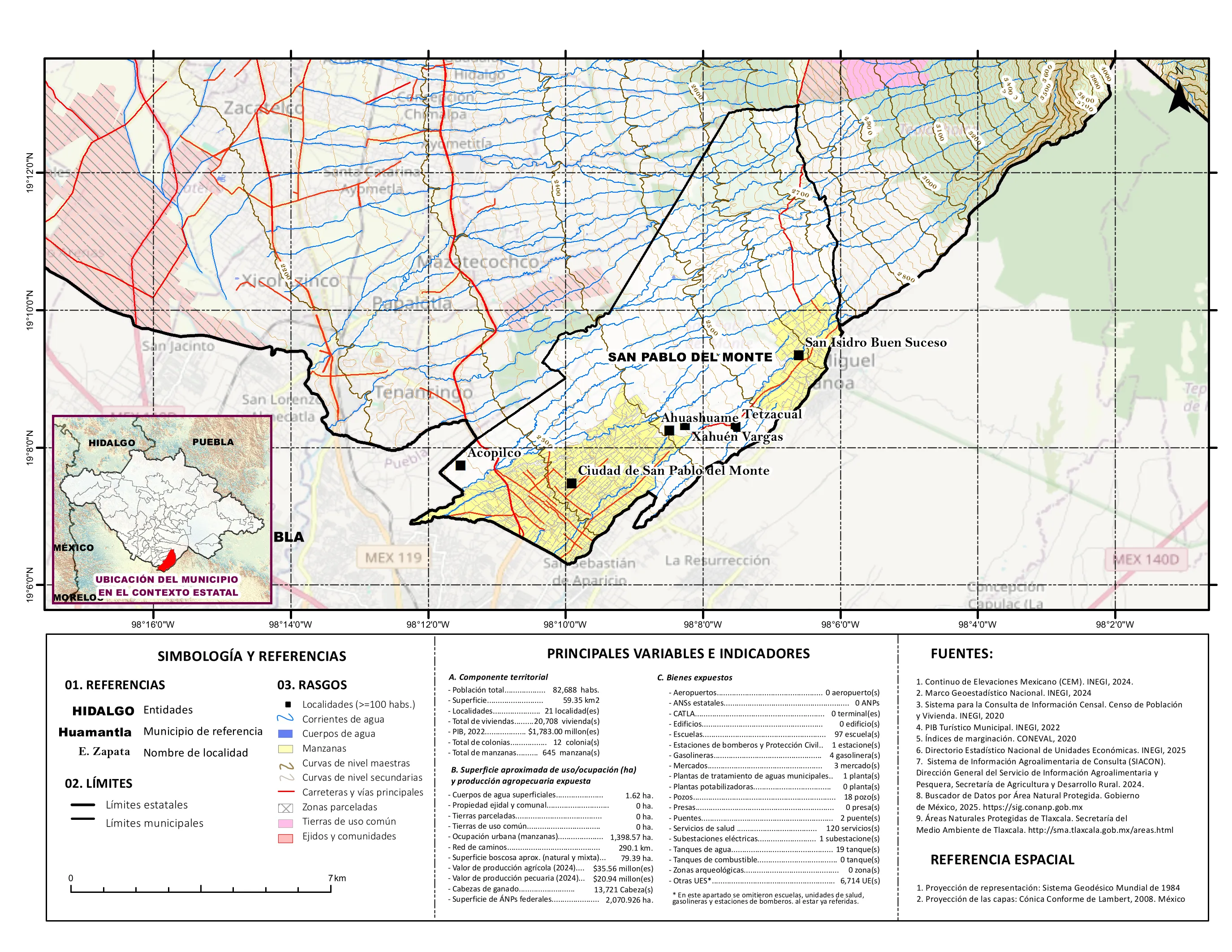 Mapa referencial de los principales bienes expuestos en el municipio