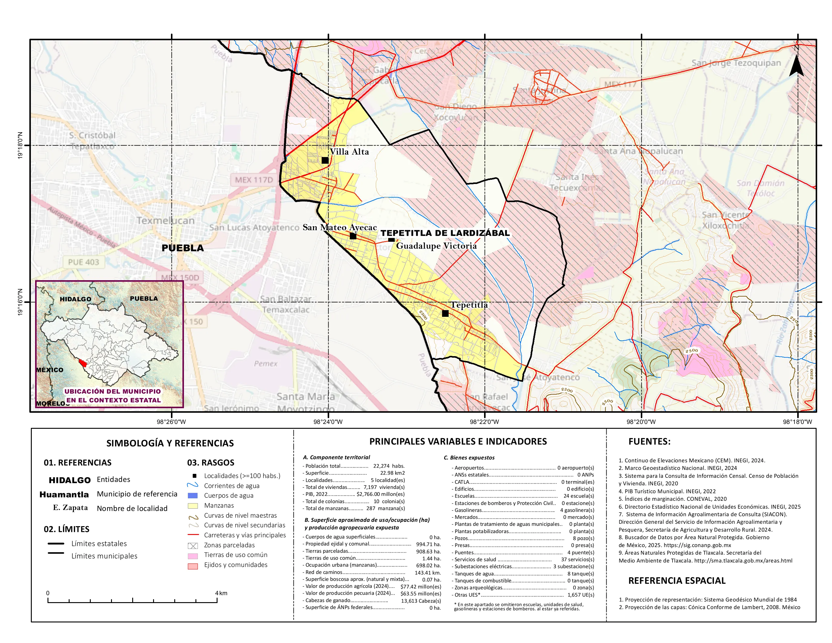 Mapa referencial de los principales bienes expuestos en el municipio