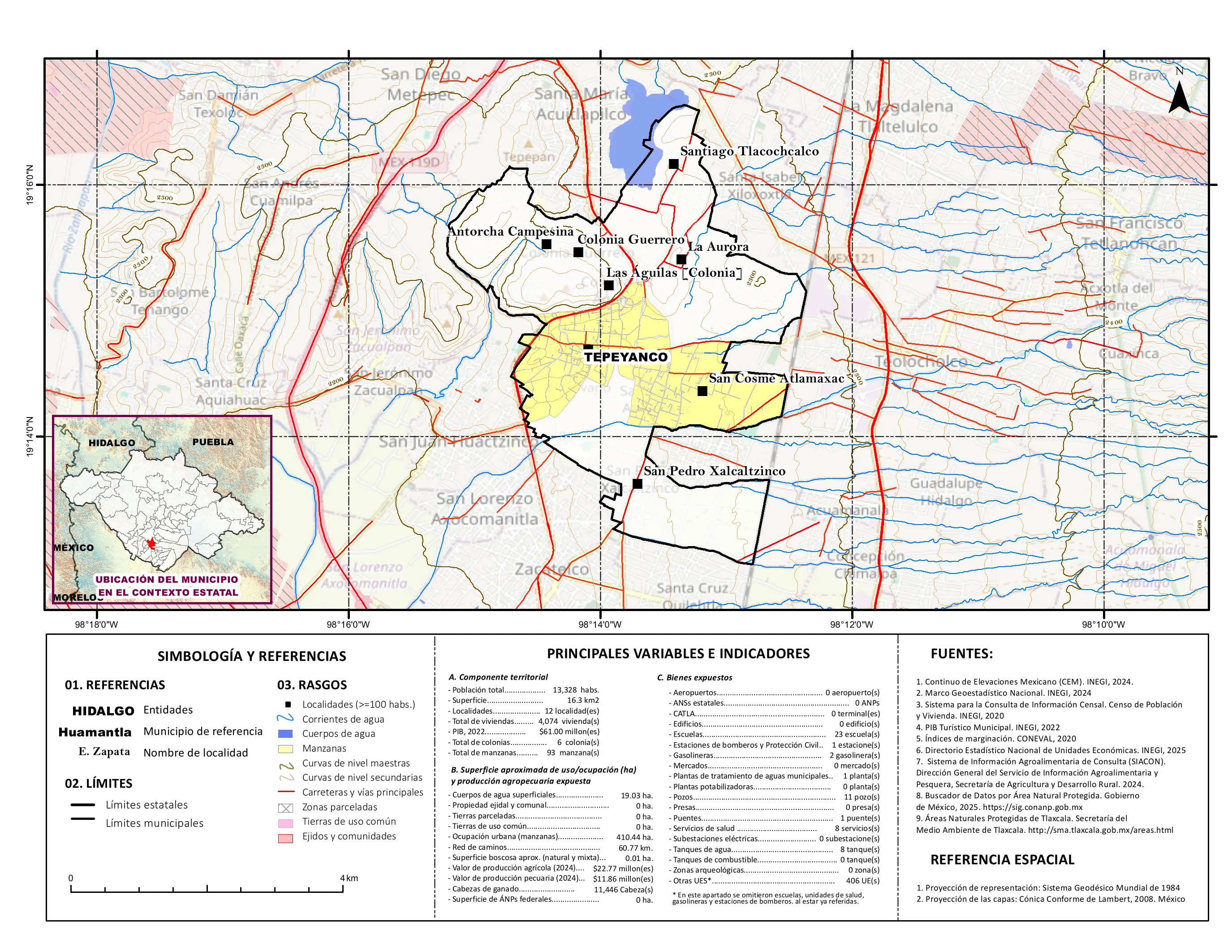 Mapa referencial de los principales bienes expuestos en el municipio