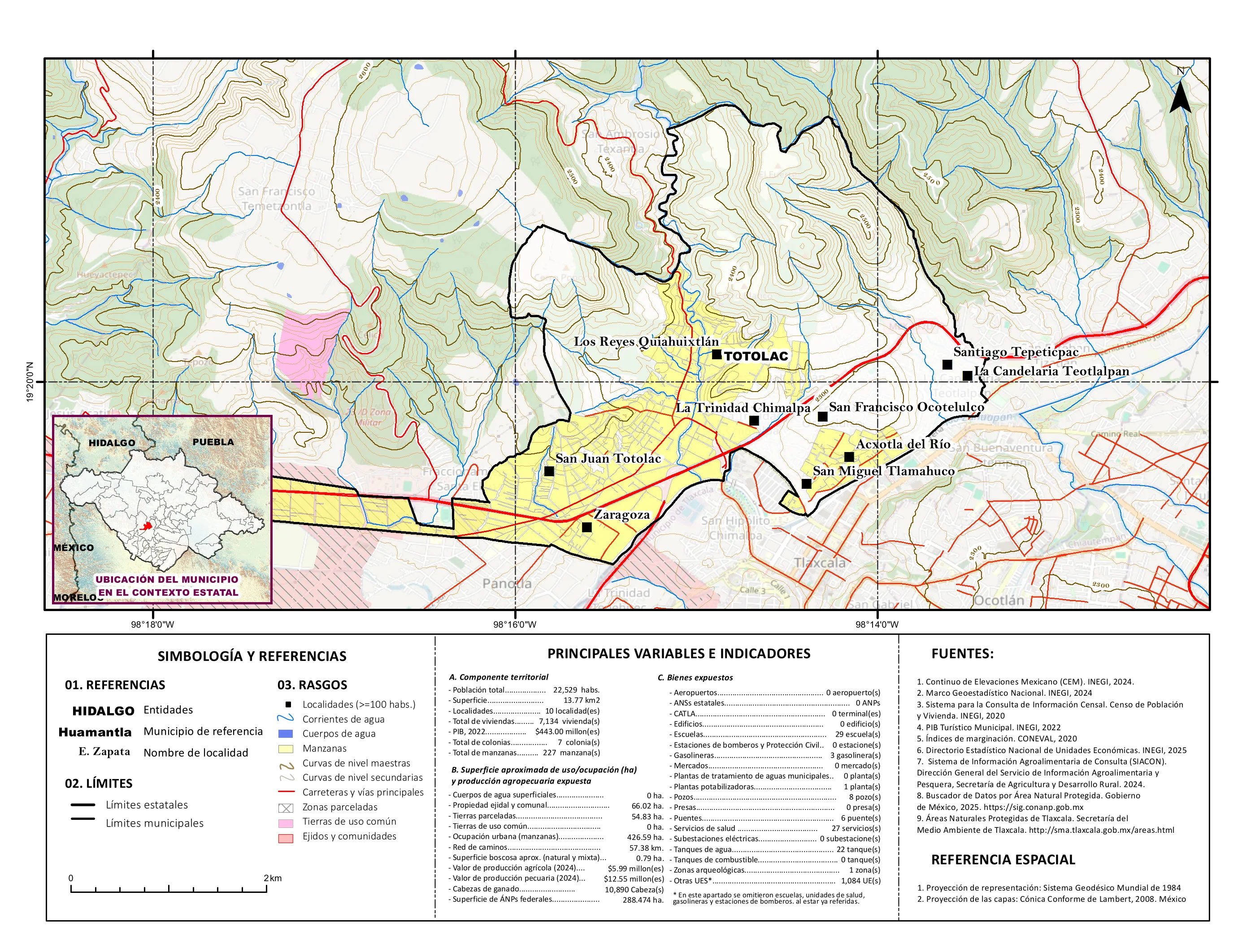 Mapa referencial de los principales bienes expuestos en el municipio